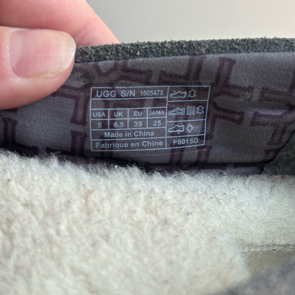 Ugg Wool Sheepskin Lizzy Moccasin Slippers Slip On House Shoe Gray Women's Sz 8 - Picture 8 of 9